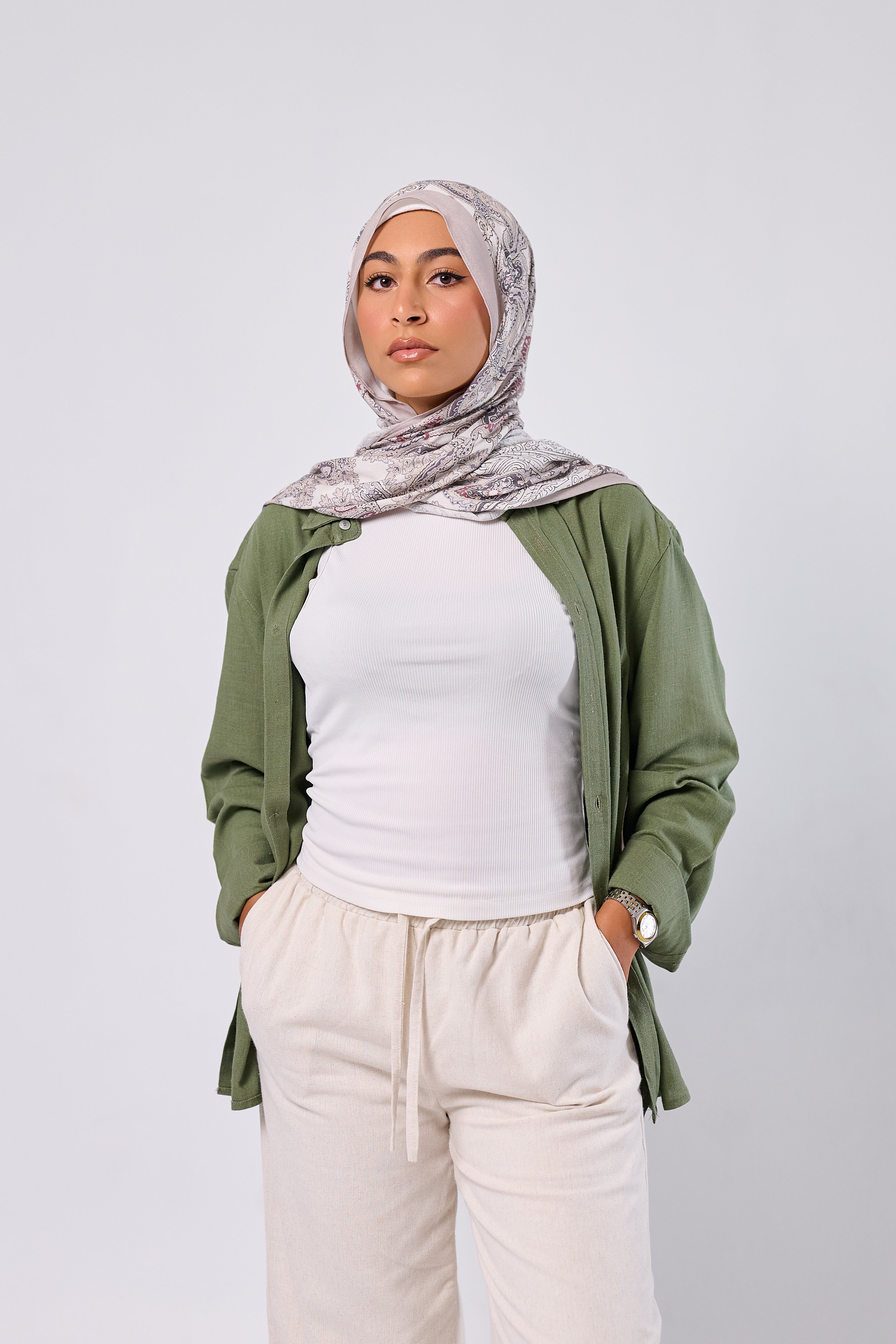 LINEN-BLEND DRAWSTRING TROUSERS