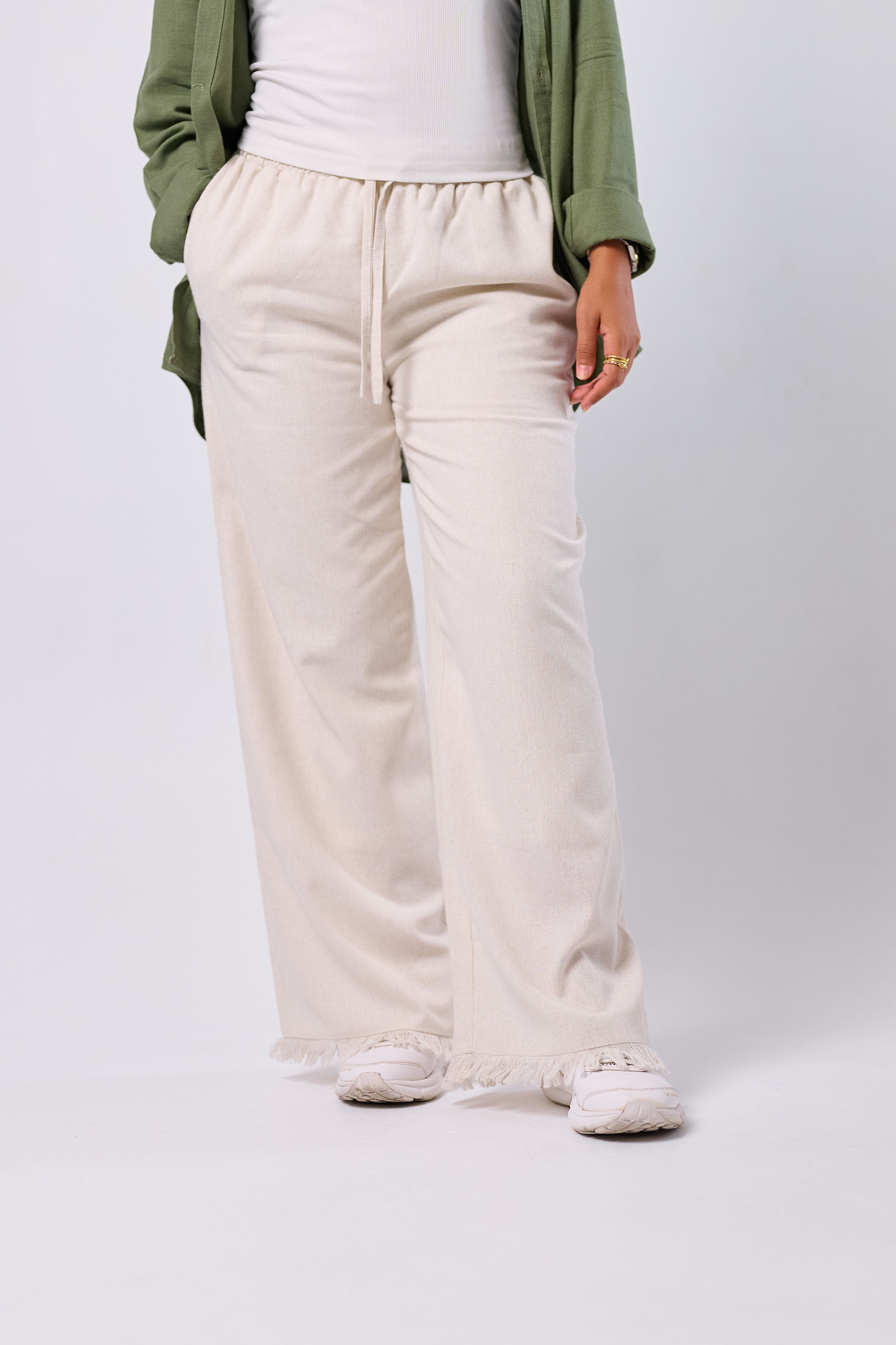 LINEN-BLEND DRAWSTRING TROUSERS