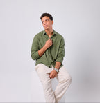 OLIVE GREEN- LINEN SHIRT