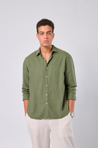 OLIVE GREEN- LINEN SHIRT