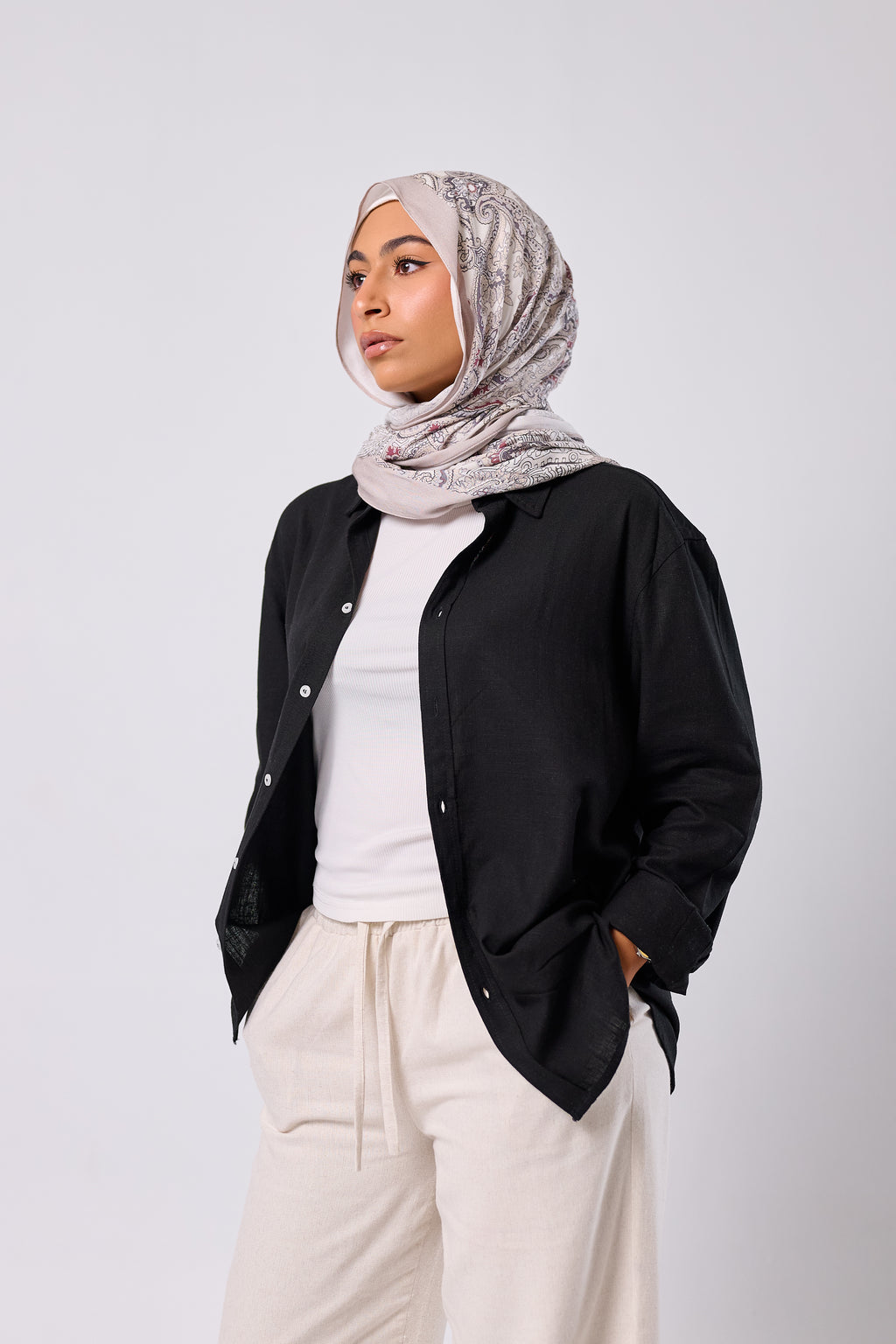 BLACK - LINEN SHIRT