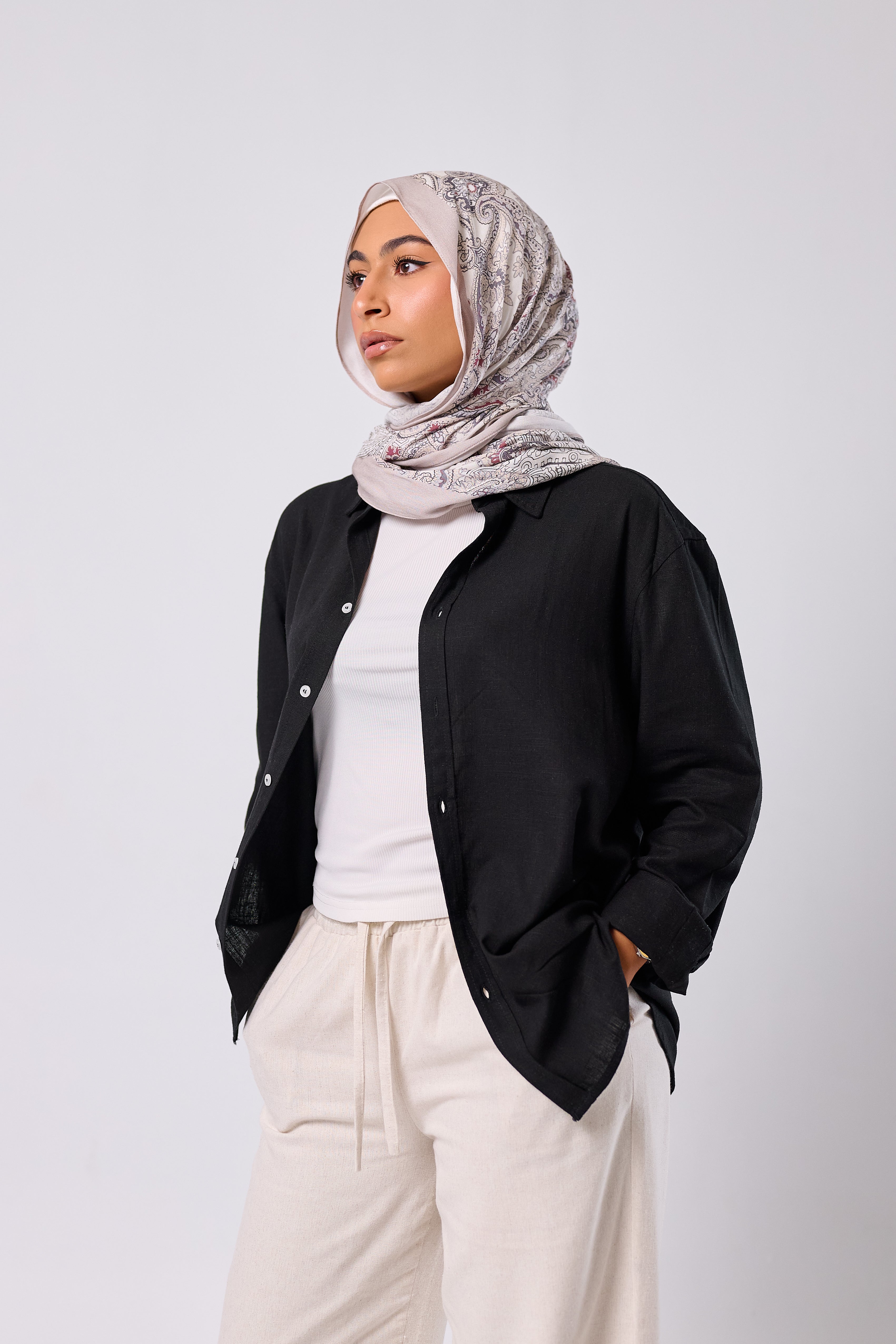 BLACK - LINEN SHIRT