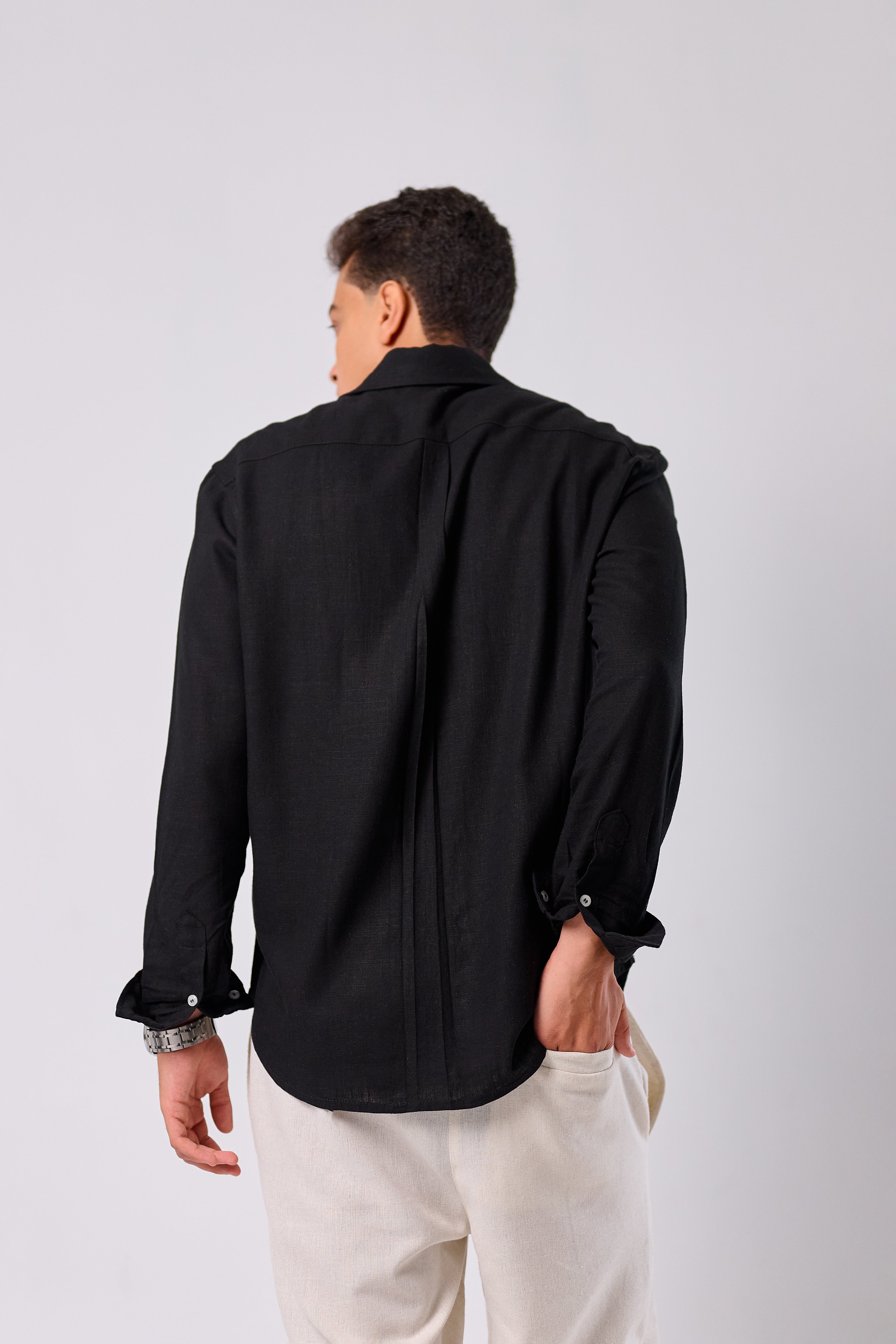BLACK - LINEN SHIRT