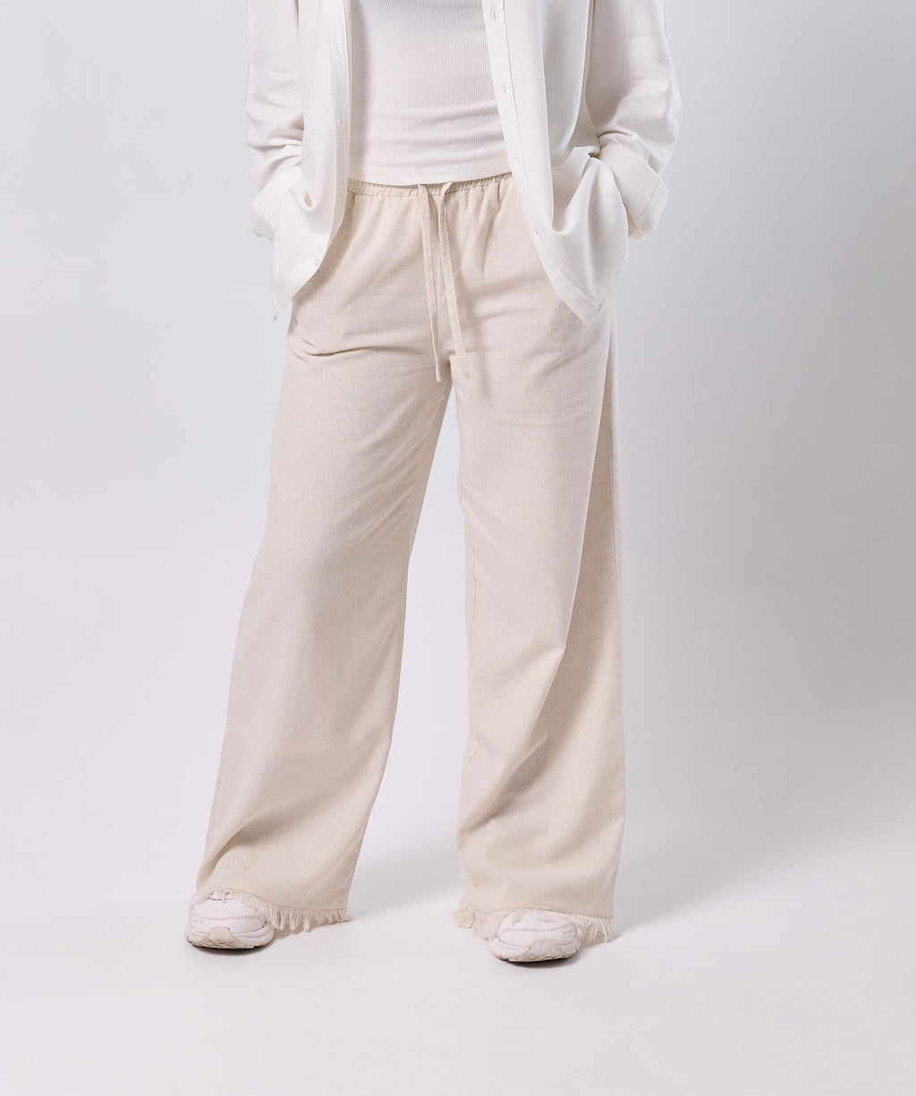 LINEN-BLEND DRAWSTRING TROUSERS