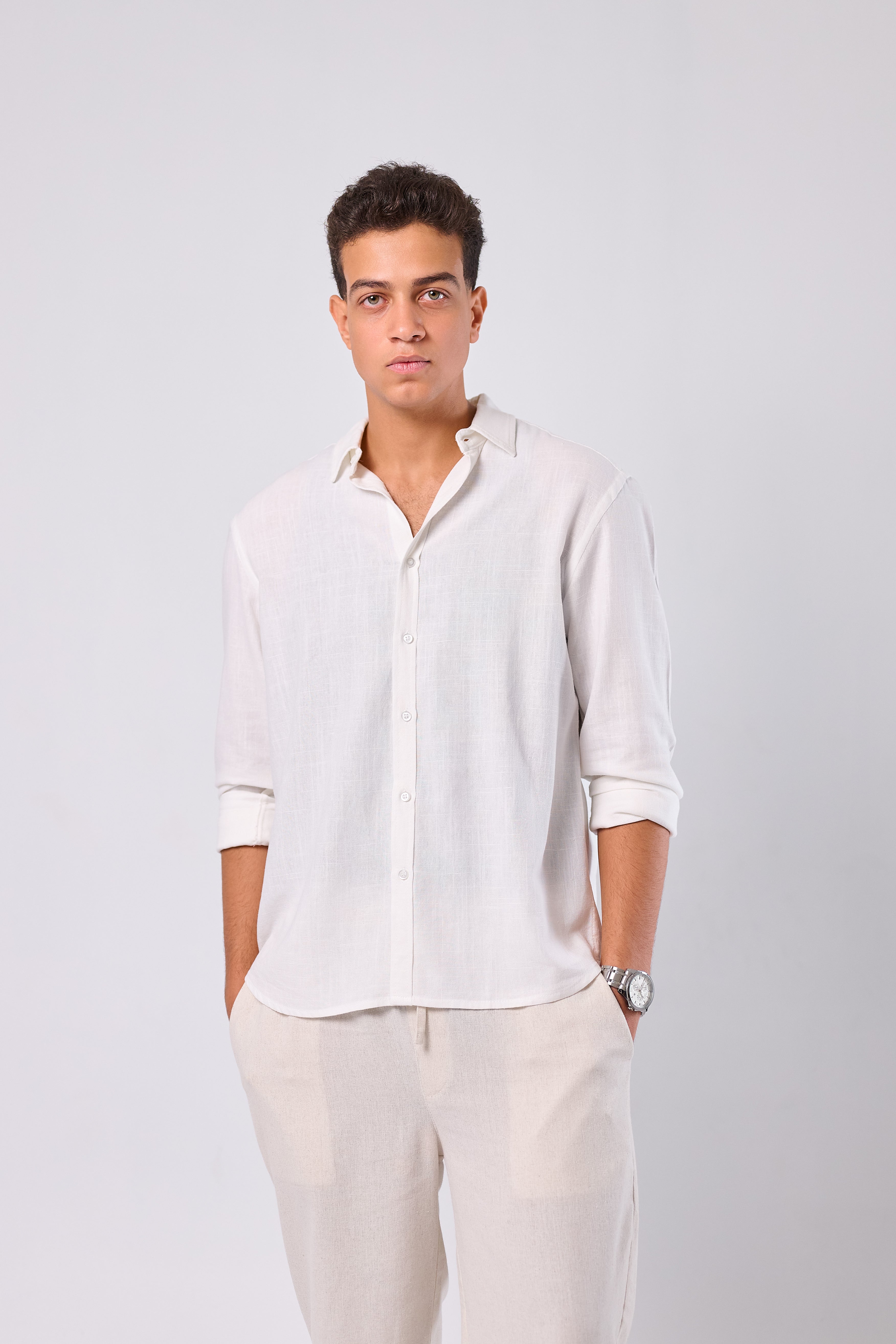 WHITE- LINEN SHIRT