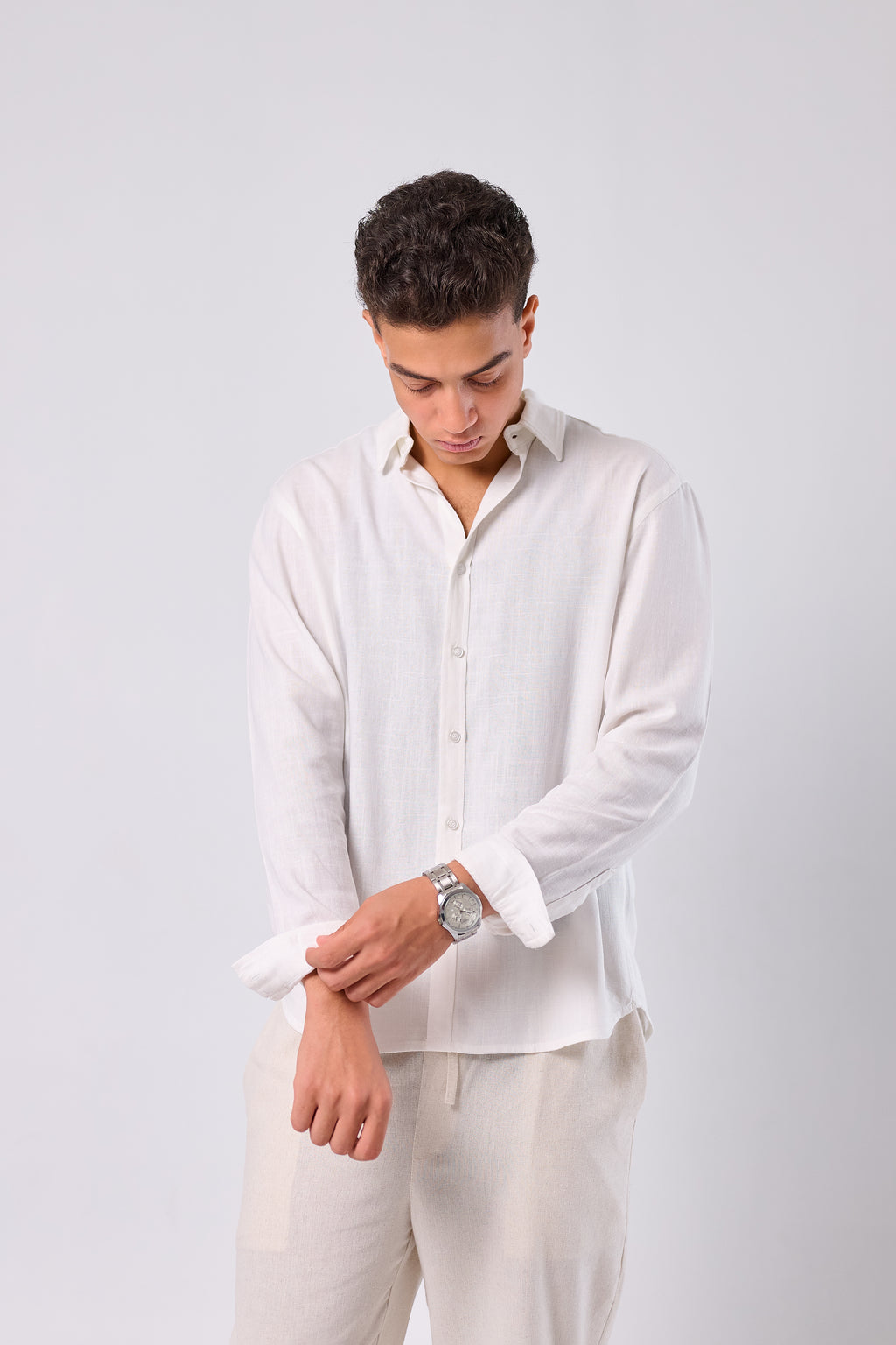 WHITE- LINEN SHIRT