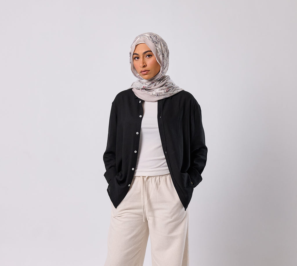 BLACK- LINEN SHIRT