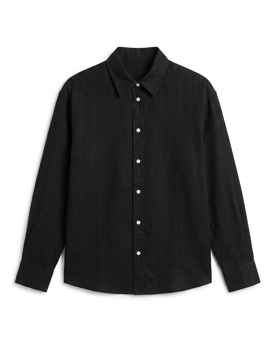 BLACK- LINEN SHIRT