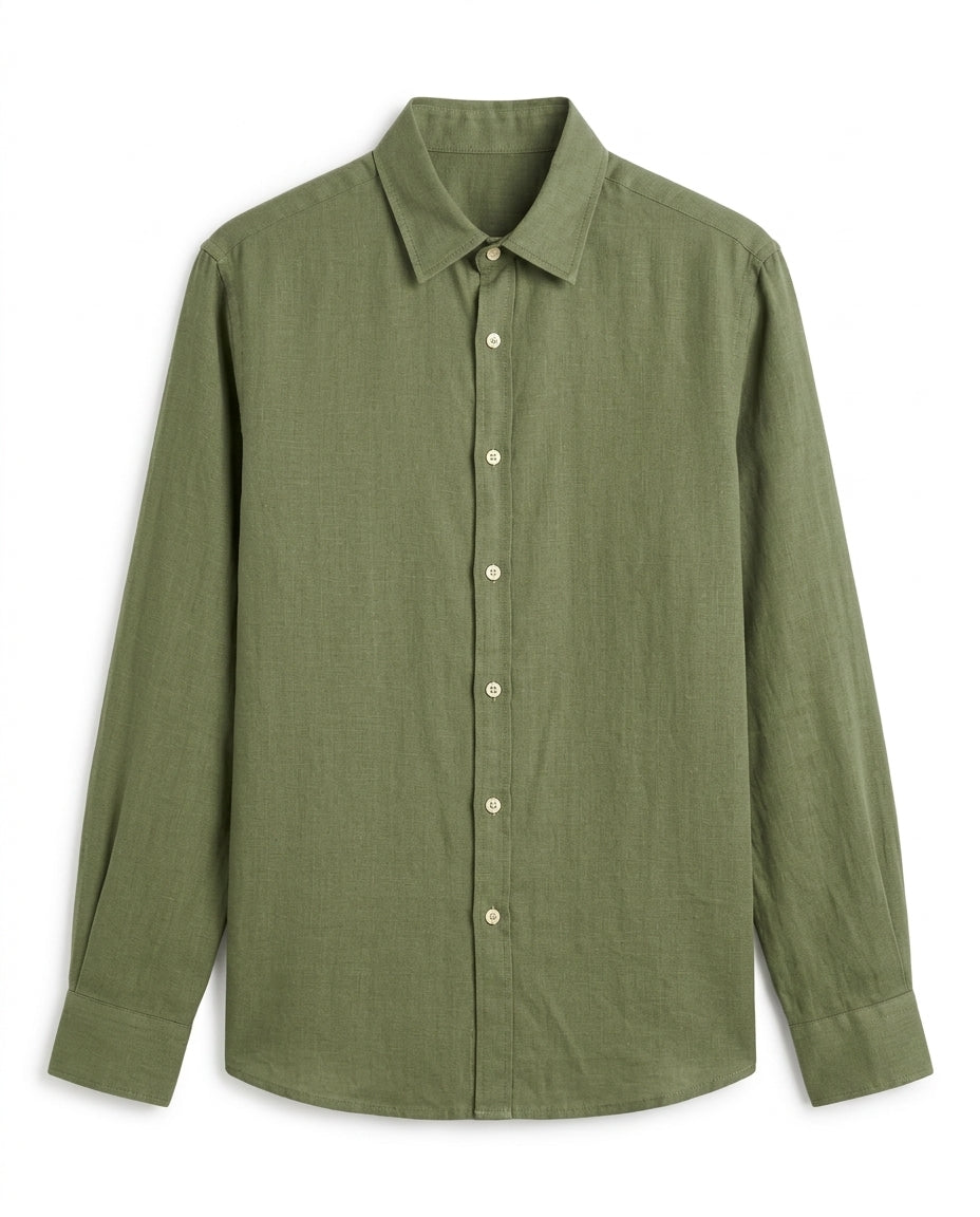 OLIVE GREEN- LINEN SHIRT